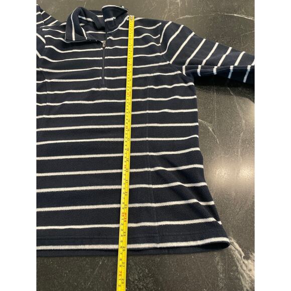 Land's End Navy/White 1/4 zip fleece pullover M/T 10-12 - Picture 6 of 8